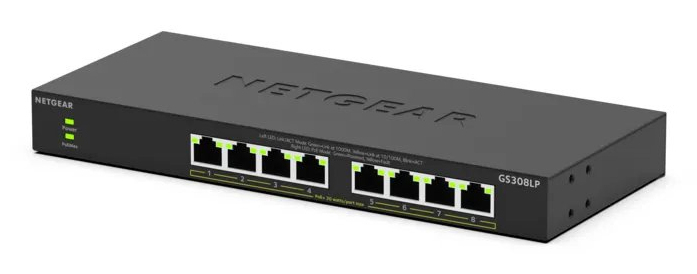 NETGEAR GS308LP Non gestito Gigabit Ethernet (10/100/1000) Supporto Power over Ethernet (PoE) Desktop Nero