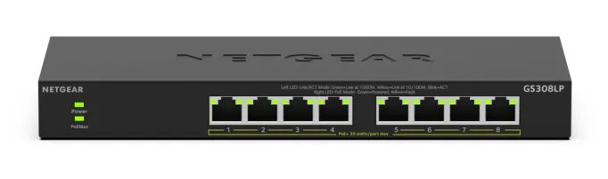 NETGEAR GS308LP Non gestito Gigabit Ethernet (10/100/1000) Supporto Power over Ethernet (PoE) Desktop Nero
