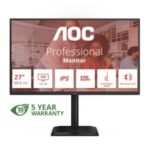 AOC 27E4U Monitor PC 68,6 cm (27") 1920 x 1080 Pixel Full HD LED Nero immagine gallery 3 AOC 27E4U Monitor PC 68,6 cm (27") 1920 x 1080 Pixel Full HD LED Nero