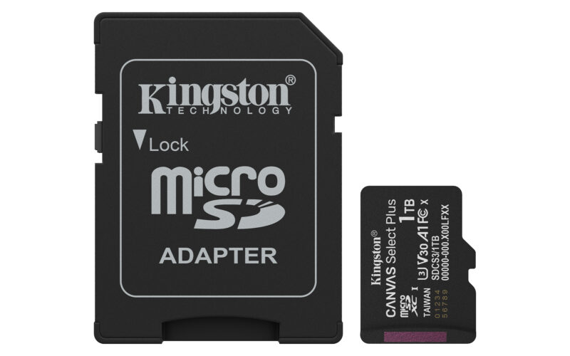 Kingston Technology 1TB microSDXC Canvas Select Plus Gen3 150MB/s A1 (Adattatore SD incluso) immagine principale Kingston Technology 1TB microSDXC Canvas Select Plus Gen3 150MB/s A1 (Adattatore SD incluso)