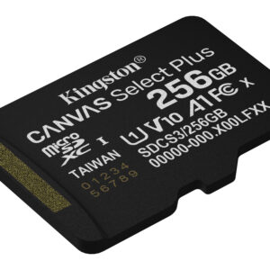 Kingston Technology 256GB microSDXC Canvas Select Plus Gen3 150MB/s A1 (Adattatore SD incluso)