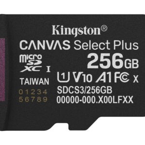Kingston Technology 256GB microSDXC Canvas Select Plus Gen3 150MB/s A1 (Adattatore SD incluso)