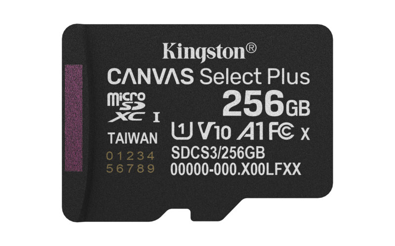Kingston Technology 256GB microSDXC Canvas Select Plus Gen3 150MB/s A1 (Adattatore SD incluso)