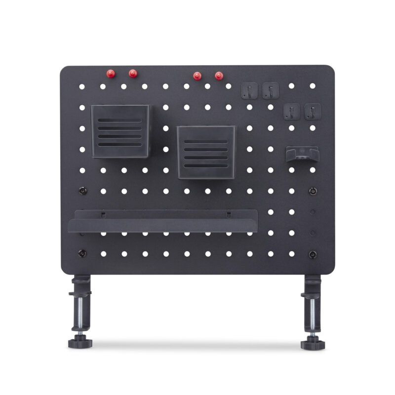 StarTech.com Pannello forato portautensili in acciaio con accessori, 42x32 cm, portaoggetti da scrivania, pannello forato da tavolo con morsetto, nero