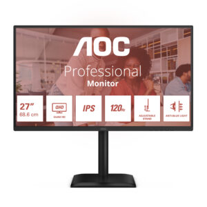 AOC E4 Q27E4U Monitor PC 68,6 cm (27") 2560 x 1440 Pixel Quad HD LED Nero immagine principale AOC E4 Q27E4U Monitor PC 68,6 cm (27") 2560 x 1440 Pixel Quad HD LED Nero