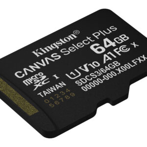 Kingston Technology 64GB microSDXC Canvas Select Plus Gen3 100MB/s A1 (Adattatore SD incluso)