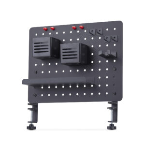 StarTech.com Pannello forato portautensili in acciaio con accessori, 42x32 cm, portaoggetti da scrivania, pannello forato da tavolo con morsetto, nero