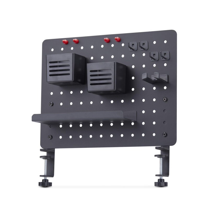 StarTech.com Pannello forato portautensili in acciaio con accessori, 42x32 cm, portaoggetti da scrivania, pannello forato da tavolo con morsetto, nero