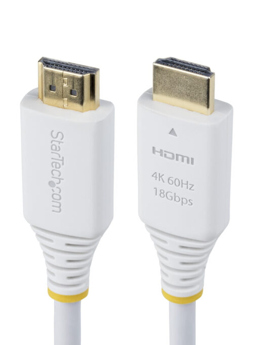 StarTech.com Cavo HDMI Premium Certificato Alta Velocità da 3m, 4K 60Hz / 1440p 144Hz, HDR10 / HDCP 2.2 / ARC, 18 Gbps, UHD HDMI 2.0 per TV / Monitor / Display, Rivestimento in TPE, Bianco immagine principale StarTech.com HDMI2-CABLE-4K60-6FW cavo HDMI 1,8 m HDMI tipo A (Standard) Bianco