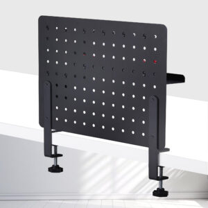 StarTech.com Pannello forato portautensili in acciaio con accessori, 42x32 cm, portaoggetti da scrivania, pannello forato da tavolo con morsetto, nero
