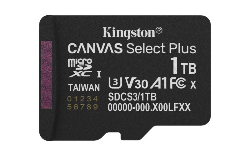 Kingston Technology 1TB micSDXC Canvas Select Plus Gen3 150R A1 (Adattatore SD non incluso) immagine principale Kingston Technology 1TB microSDXC Canvas Select Plus Gen3 150MB/s A1 (Adattatore SD incluso)