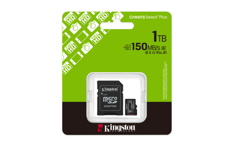 Kingston Technology 1TB microSDXC Canvas Select Plus Gen3 150MB/s A1 (Adattatore SD incluso) immagine gallery 5 Kingston Technology 1TB microSDXC Canvas Select Plus Gen3 150MB/s A1 (Adattatore SD incluso)