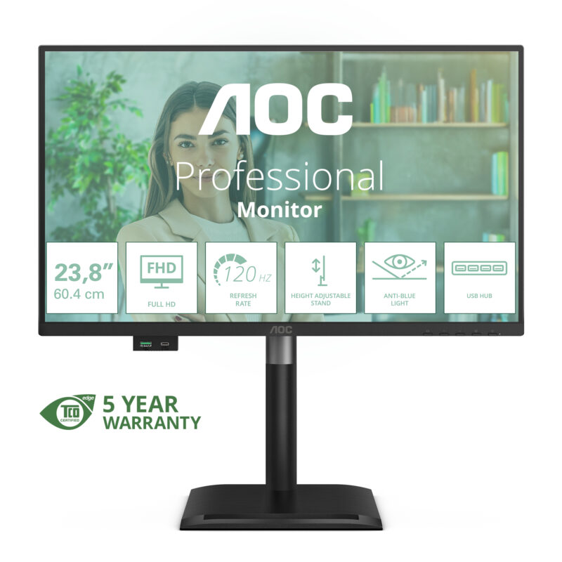 AOC 24P4U Monitor PC 60,5 cm (23.8") 1920 x 1080 Pixel Full HD Nero
