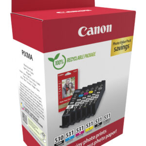 Canon PGI-530/CLI-531 PVP cartuccia d'inchiostro 6 pz Originale Nero, Ciano, Grigio, Magenta, Nero per foto, Giallo