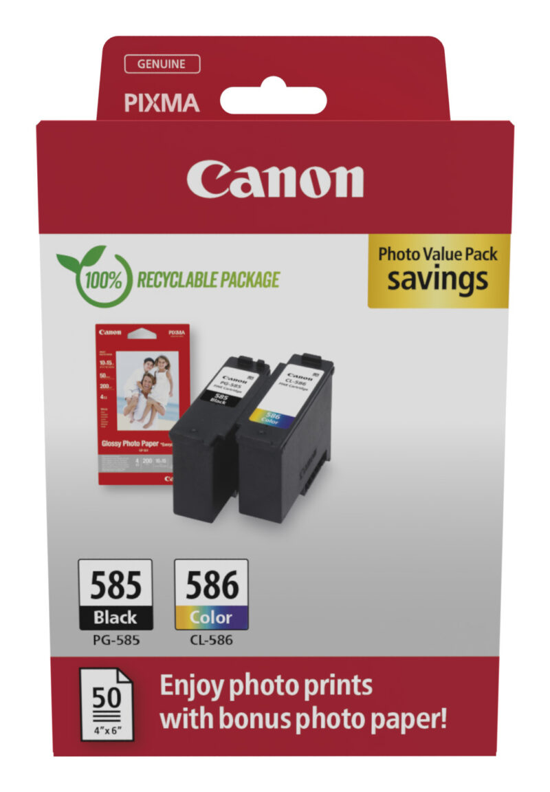 Canon PG-585/CL-586 PVP cartuccia d'inchiostro 2 pz Originale Nero, Ciano, Magenta, Giallo