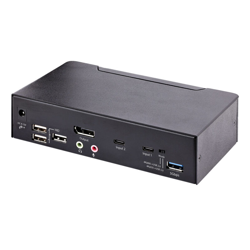 StarTech.com Switch KVM USB C, KVM DisplayPort a 2 porte con video HDR 4K 60Hz UHD, Audio da 3,5 mm, Hub USB con 4x USB HID e 2x USB 3.0 tipo A 5Gbps, Commutazione Hot Key, Compatibile con Thunderbolt 3 e 4 immagine gallery 2 StarTech.com Switch KVM USB C, KVM DisplayPort a 2 porte con video HDR 4K 60Hz UHD, Audio da 3,5 mm, Hub USB con 4x USB HID e 2x USB 3.0 tipo A 5Gbps, Commutazione Hot Key, Compatibile con Thunderbolt 3 e 4