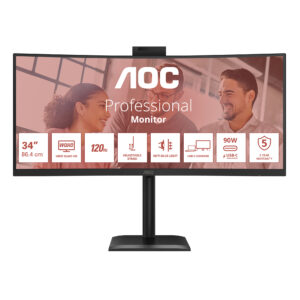 AOC E4 CU34E4CW Monitor PC 86,4 cm (34") 3440 x 1440 Pixel UltraWide Quad HD LED Nero immagine gallery 2 AOC E4 CU34E4CW Monitor PC 86,4 cm (34") 3440 x 1440 Pixel UltraWide Quad HD LED Nero