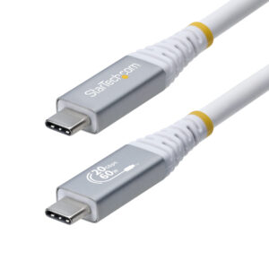 StarTech.com Cavo USB4 da 3m, Cavo USB-C Certificato USB-IF, 20 Gbps, PD60W, DP 1.4 4K120Hz, Resistente Cavetto Tipo-C Doppio Strato Intrecciato in TPE, Bianco