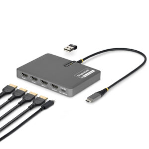 StarTech.com QUAD-USB-HDMI-ADAPT replicatore di porte e docking station per laptop Cablato USB 3.2 Gen 1 (3.1 Gen 1) Type-C Grigio