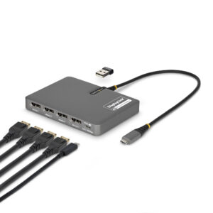 StarTech.com QUAD-USB-DP-ADAPT replicatore di porte e docking station per laptop Cablato USB 3.2 Gen 1 (3.1 Gen 1) Type-C Grigio