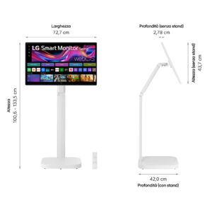 LG Swing 32U889SA Schermo Personale 32" 4K Touch, base con rotelle, webOS
