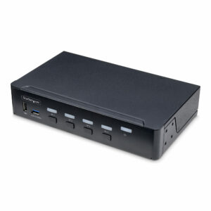 StarTech.com KVM switch DisplayPort a 4 porte, monitor singolo 4K 60Hz, 6 porte USB, commutazione con pulsanti e hotkey, DP 1.2, indipendente dal SO, conformità TAA