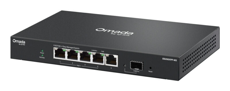 TP-Link ES206XPP-M2 switch di rete Gestito L2 2.5G Ethernet (100/1000/2500) Supporto Power over Ethernet (PoE) Montaggio da desktop/parete Nero