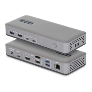 StarTech.com Docking Station USB-C Triple Monitor, DisplayPort / HDMI, 2x 4K 60Hz, 1x 4K 30Hz, Ricarica Laptop 100W, Ethernet 1GbE, Senza Driver, Dock Multi-Monitor, Windows immagine principale StarTech.com Docking Station USB-C Triple Monitor, DisplayPort / HDMI, 2x 4K 60Hz, 1x 4K 30Hz, Ricarica Laptop 100W, Ethernet 1GbE, Senza Driver, Dock Multi-Monitor, Windows