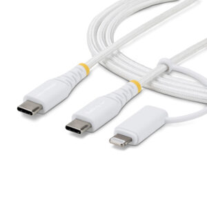 StarTech.com Cavo di Ricarica USB-C 2-in-1 Robusto da 1 m con Adattatore Lightning, 30W/60W (3A), Certificato Apple MFi, Guaina Intrecciata, Per iPhone, iPad, Android immagine principale StarTech.com Cavo di Ricarica USB-C 2-in-1 Robusto da 1 m con Adattatore Lightning, 30W/60W (3A), Certificato Apple MFi, Guaina Intrecciata, Per iPhone, iPad, Android