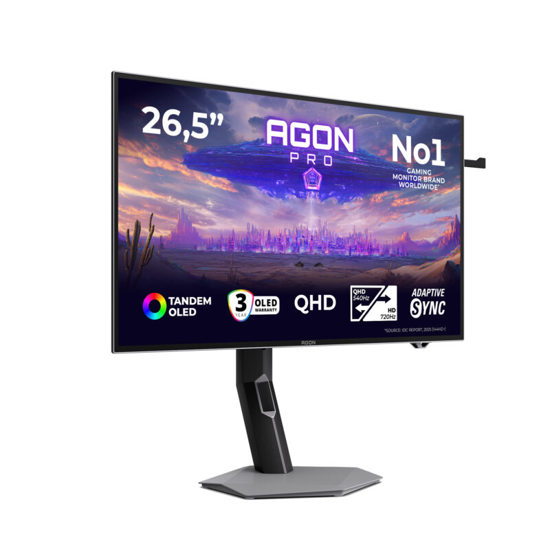 AOC AGON PRO AGP277QKDC Monitor PC 67,3 cm (26.5") 2560 x 1440 Pixel Quad HD OLED Grigio immagine gallery 2 AOC AGON PRO AGP277QKDC Monitor PC 67,3 cm (26.5") 2560 x 1440 Pixel Quad HD OLED Grigio