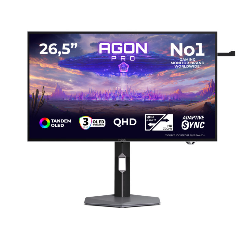 AOC AGON PRO AGP277QKDC Monitor PC 67,3 cm (26.5") 2560 x 1440 Pixel Quad HD OLED Grigio immagine principale AOC AGON PRO AGP277QKDC Monitor PC 67,3 cm (26.5") 2560 x 1440 Pixel Quad HD OLED Grigio